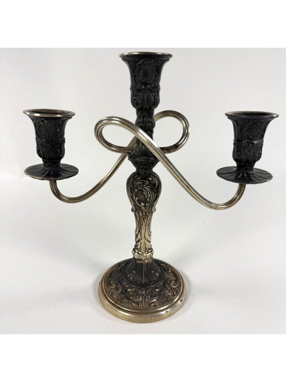 Vintage Wm Rogers Silverplate Triple Star Eagle Candle Holder 10" #316